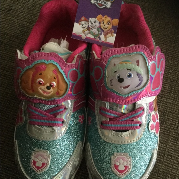 Paw Patrol Girls Light Up Sneaker Shoes with Skye and Everest